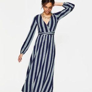 Boden Hayden Navy Polka Dot Midi Jersey Dress - Sz 10
